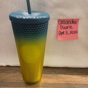 Starbucks Studded Blue and Yellow Tumbler with Straw
